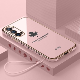 For oppo reno3 por renoZ case reno4 reno4 pro reno4se soft case phone Electroplating maple leaf smooth soft silicone case