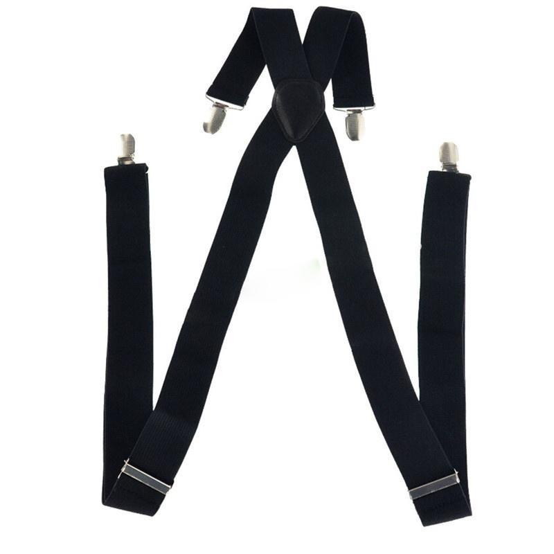 Mens Elastic Suspenders Braces XBack ปรับ Clip-on Back