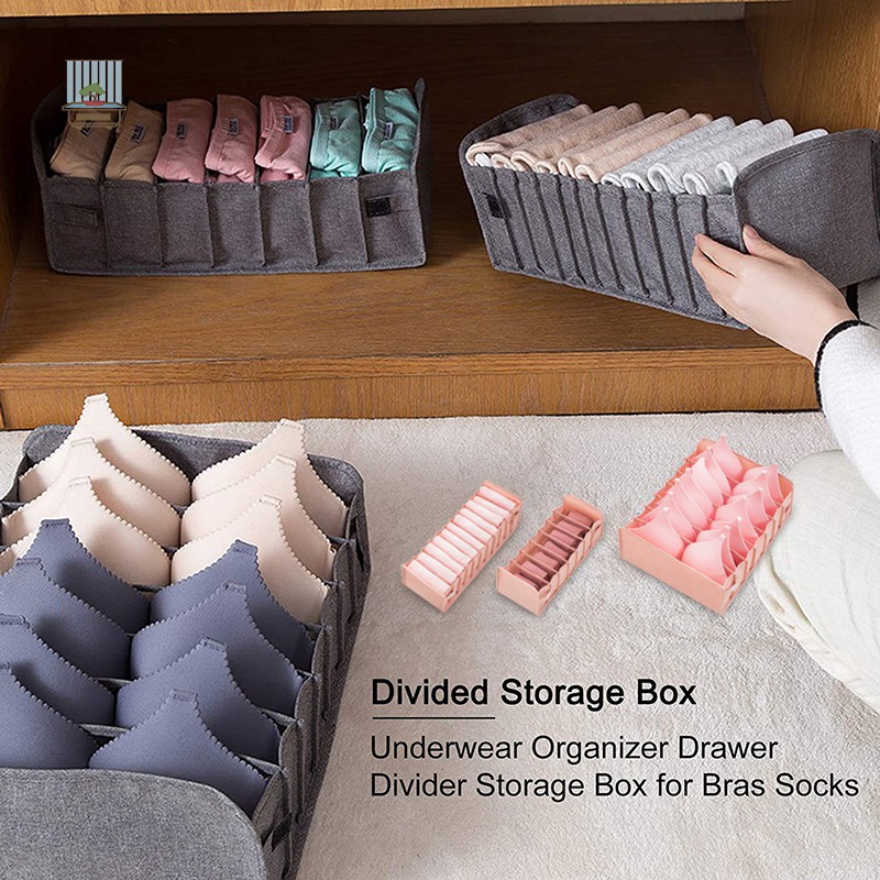 NU 3pcs 25 Grid PU Leather Underwear Storage Box Closet Organizer