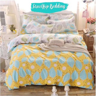 Sweet Kip Bedding ผ้าปูที่นอนขนาด 3.5ฟุต, 5ฟุต, 6ฟุต พร้อมผ้านวมขนาด 180 x 220 เซ็นติเมตร รวม 6 ชิ้น ลายกราฟฟิกดอกไม้