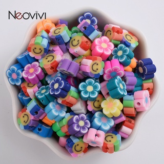 30pcs ดอกไม้ลูกปัดดินโพลิเมอร์ Spacer Charm ลูกปัด เครื่องประดับ DIY ทำ