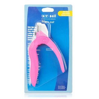 กรรไกรตัดเล็บปลอม กรรไกรตัดเล็บ PVC D.X nail triple cut พร้อมฝาปิดเล็บปลอมกระเด็น