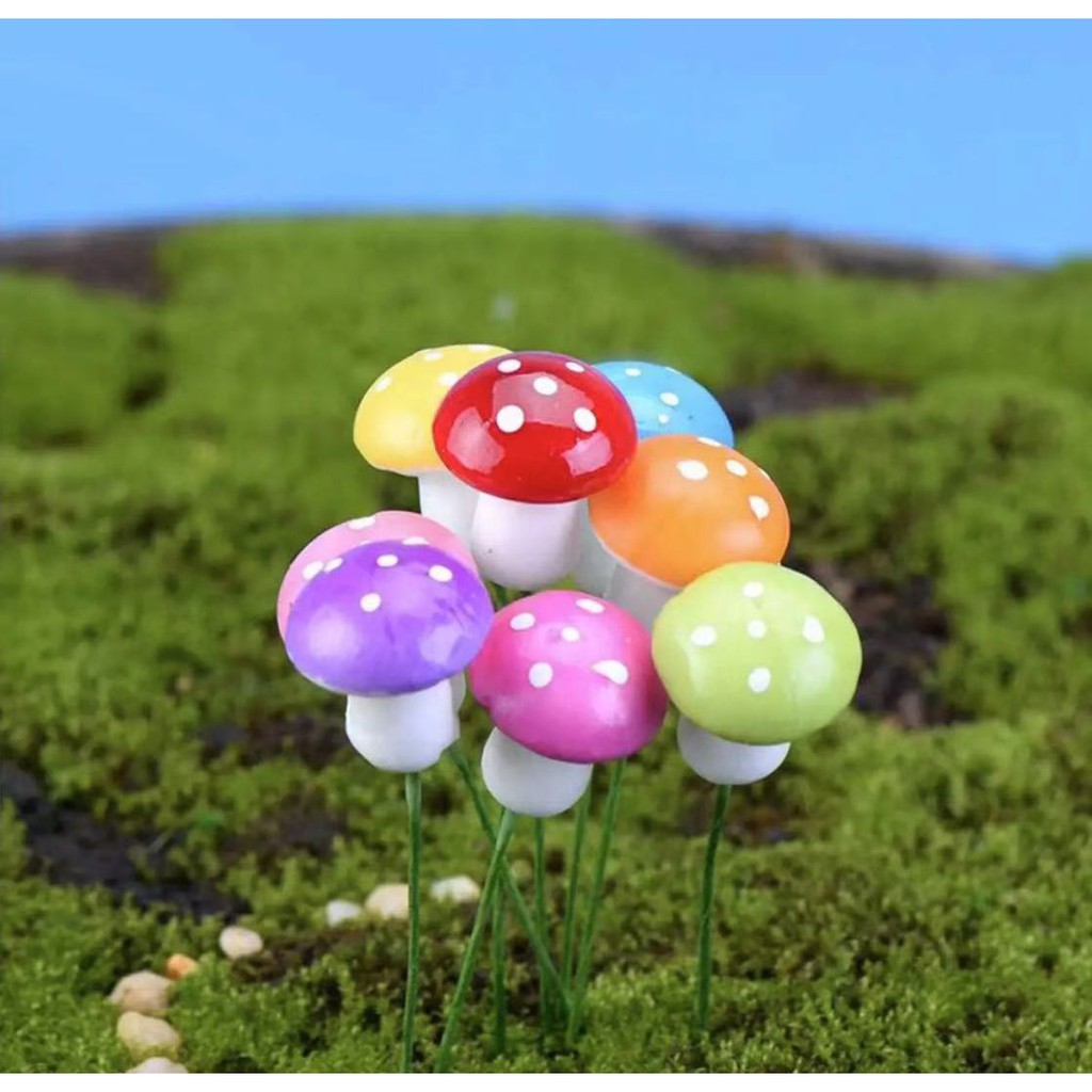 ตุ๊กตาแต่งสวนถาด เห็ดแต่งสวนถาด เห็ดโฟมจิ๋ว น่ารัก เพิ่มสีสันให้สวน ราคา ถูกที่สุด ดีลบีเคเค แกลเลอรีภาพที่ 2