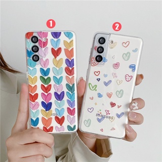 เคสโทรศัพท์มือถือแบบนิ่ม TPU ใส กันกระแทก ลายหัวใจ สีสดใส สําหรับ SamsungS23+ Ultra A22 A32 A42 A82 A14 A33 A53 A73 5G A52 A52s 4G 5G