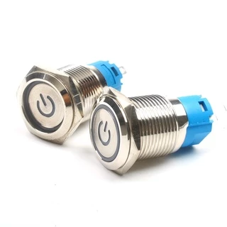 1 ชิ้น สวิตช์ล็อคตัวเอง สวิตช์ไฟLED DC 12-24V 5A 12มิล/16มิล สแตนเลส ไฟสีน้ำเงิน ไฟแดง กดติด กดอีกทีดับ สวิทซ์สแตนเลส