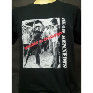 แขนสั้นcrew neckเสื้อวงนำเข้า Dead Kennedys Holiday in Cambodia Hardcore Punk Rock Black Flag Minor Threat Fugazi Style