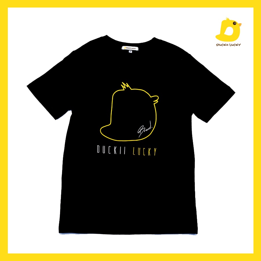 เสื้อยืดแขนสั้นสีดำ สกรีนเป็นเส้น