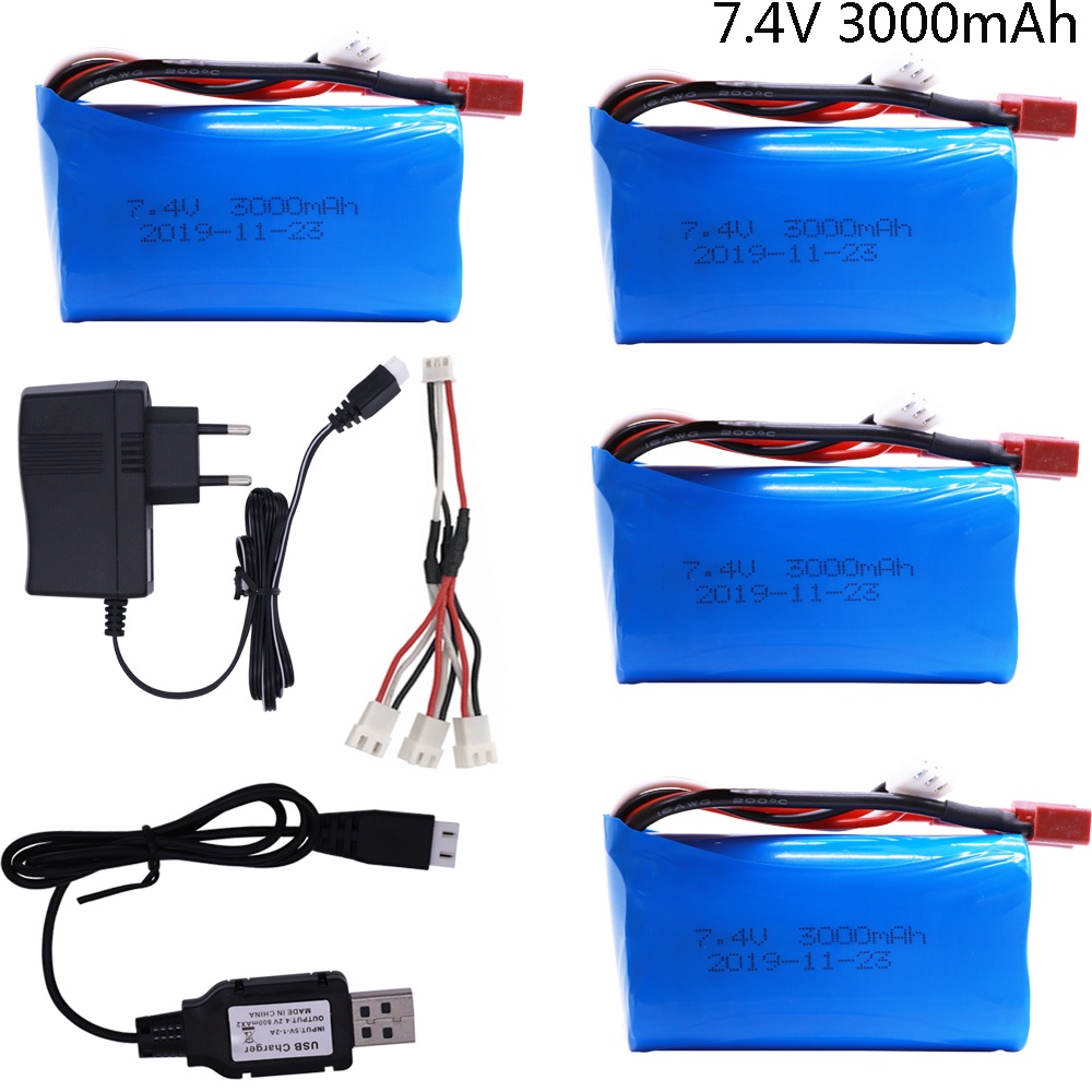 7.4V 3000MAH lipo Battery 18650 for Q46 Wltoys 10428 /12428/12423 RC Car Spare Parts with charger 7.