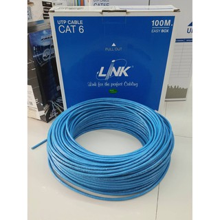 [ลด15% โค้ดGMQC296] สาย LAN CXT6 100 เมตร สีฟ้า LINK : US-9106-1 เป็นสายเดินภายในอาคาร เส้นใหญ่สายหนา สัญญานดี