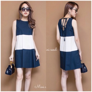 MN210🌹Sleeveless Two-Tone Dress