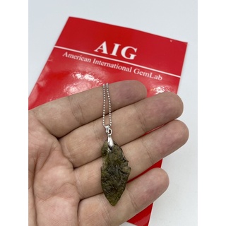 1 Pc Natural Moldavite Pendant  with certificate and 18 inch  chain from origin Czech Republic