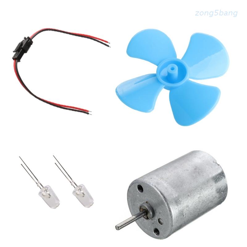 Zong ชุดมอเตอร์ไมโครกังหันลม 6-9V ขนาดเล็ก สีฟ้า สําหรับไดโอด สายเคเบิ้ล Diy