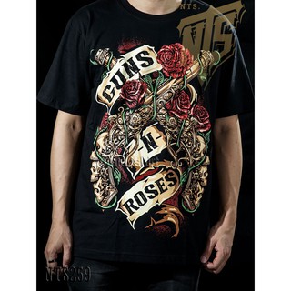 NTS​ 259 Gun n Roses เสิ้อยืดดำ เสื้อยืดชาวร็อค เสื้อวง New Type System NTS Rock brand Sz. S M L XL XXL