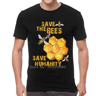 ROUND คอลูกเรือเสื้อยืด ผ้าฝ้าย พิมพ์ลาย Save The Bees Save Humanity Beekeeper Beekeeping สไตล์ฮิปฮอป สตรีท สําหรับผู้ชา