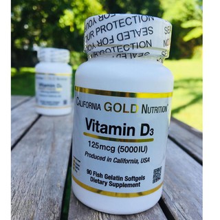 วิตามินดี 3 Vitamin D3: 5,000IU (125mcg) 90 Fish Gelatin Softgels (California Gold Nutrition) บำรุงกระดูก ลดกระดูกพรุน