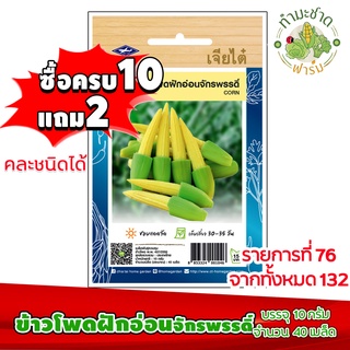 (ซื้อ10แถม2) เมล็ดพันธุ์ ข้าวโพดฝักอ่อน จักรพรรดิ์ corn ประมาณ 40เมล็ด ข้าวโพดอ่อน เจียไต๋ เมล็ดพันธุ์พืช เมล็ดพันธุ์ผัก