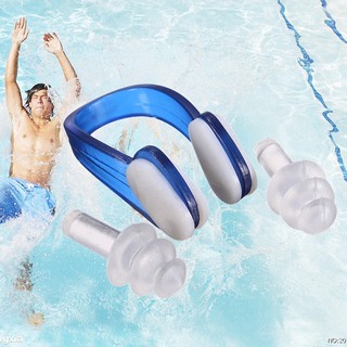 NEW Soft Silicone Swimming Nose Clips + 2 Ear Plugs Earplugs Gear with a case box ซิลิโคนอุดหู ปิดจมูก พร้อมกล่องเก็บ