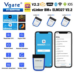 [Vgate] vLinker BM+ ELM327 V2.2 Bluetooth 3.0/ BLE 4.0/ WiFi Official BimmerCode BimmerLink OBD2 Car Coding and Scanner