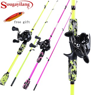 Sougayilang 1.8m Fishing Rod Reel Set Casting Fishing Rod 12+1BB Baitcasting Reel Bass Fishing Tackle คันเบ็ด รอกตกปลา อุปกรณ์ตกปลา เบ็ดตกปลาครบชุด