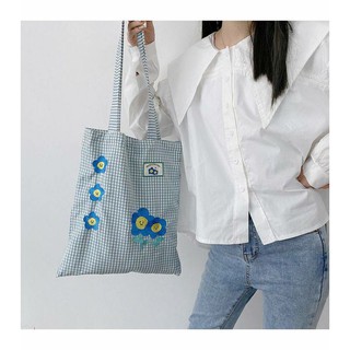 กระเป๋าผ้า blue poppy tote bag