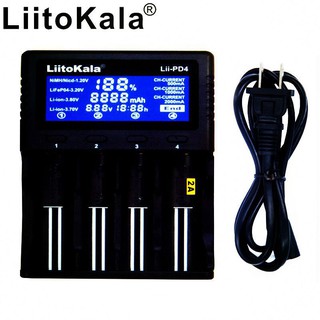 เครื่องชาร์จถ่าน LiitoKala Lii-PD4 1.2 มีสายพาวเวอร์พร้อม ชาร์จได้ 4 ก้อน รองรับ 26650，21700，20700, 18650, 18490, 18350