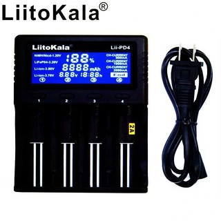 เครื่องชาร์จถ่าน LiitoKala Lii-PD4 1.2 มีสายพาวเวอร์พร้อม ชาร์จได้ 4 ก้อน รองรับ 26650，21700，20700, 18650, 18490, 18350
