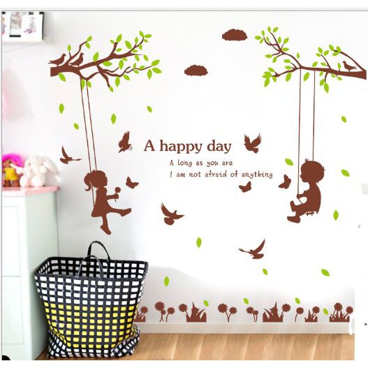 ชิงช้าคู่รัก SK9078 (90x60) - สติ๊กเกอร์ติดผนัง