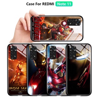 สําหรับ Xiaomi Redmi Note 11 Note 11S Note 11 Pro 4G 5Gเคสโทรศัพท์มือถือกระจกนิรภัย ลายซุปเปอร์ฮีโร่ ไอรอนแมน ไอรอนแมน