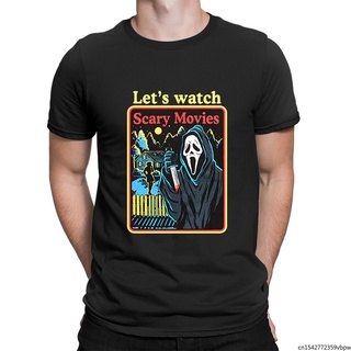 [S-5XL]เสื้อยืดลําลอง แขนสั้น พิมพ์ลาย Scream Moie Ghostface Lets Watch Scary Moies Horror Moie คุณภาพสูง เข้ากับทุกการ