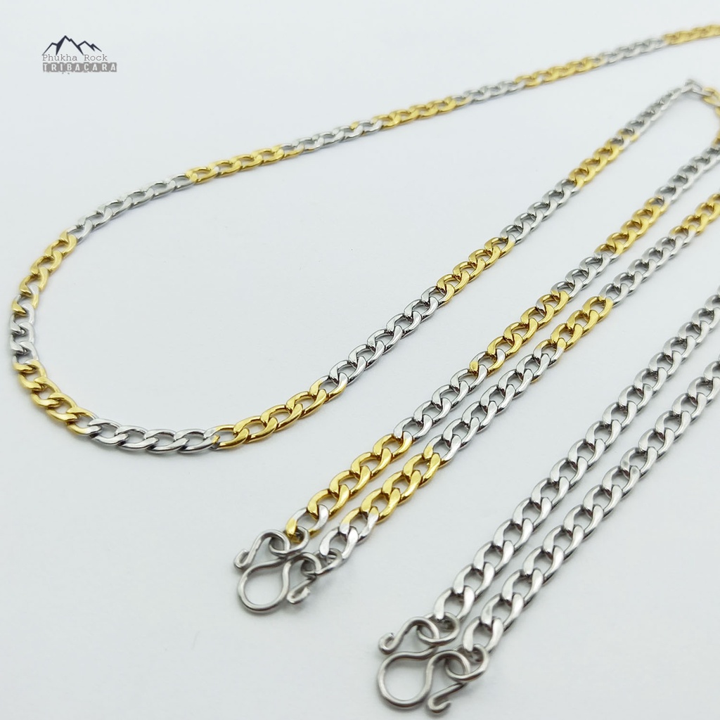 T36 ลายโซ่แบนฮิปฮอป เส้นเล็ก ยาว 24 นิ้ว สร้อยคอ ห้อยพระ สร้อยคอสแตนเลส สร้อยพระ stainless necklace