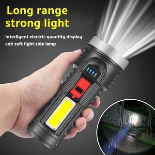 ไฟฉายแรงสูง LED ทรงพลัง สว่างไกล  4 โหมดการทำงาน ไฟฉายพกพาเอนกประสงค์ ไฟฉาย flashlight OSL+COB