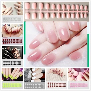 เล็บปลอม ทรงกลมสั้น ไม่มีกาว 24 ชิ้น