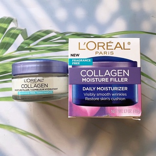 (LOreal Paris®) Collagen Moisture Filler Daily Moisturizer Fragrance Free 48 g ลอรีอัล ปารีส มอยส์เจอไรเซอร์สำหรับใบหน้า ลดเลือนริ้วรอยและรอยเหี่ยวย่น ให้ความชุ่มชื้น