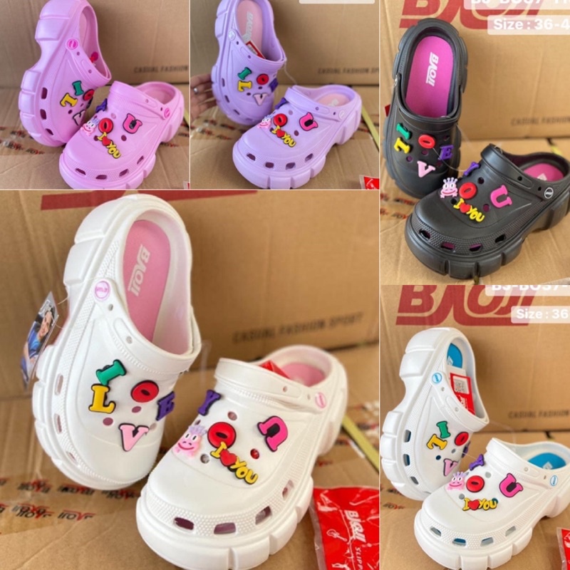 พร้อมส่ง (แนะนำลดลง 1 size) รองเท้า BAOJI แท้ % รองเท้าหัวโต I❤️U พื้นสูง 7 ซม. พื้นนุ่ม ใส่สบายมาก ๆ รุ่น 113