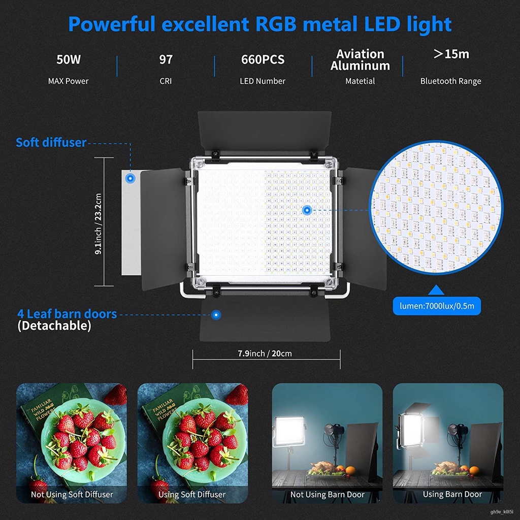 AgfaPhoto Neewer 530 Pro RGB LED Luce Video Kit Illuminazione Con App Controllo E Stand 