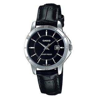 นาฬิกา รุ่น Casio นาฬิกาข้อมือผู้หญิง สายหนัง สีดำ รุ่น LTP-V004L-1A ( Silver )