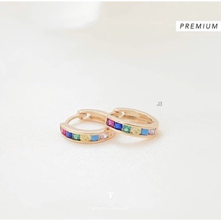 [เหลือ 150.- ใส่โค้ด INCSM3F + เก็บโค้ดหน้าร้าน] ต่างหู jewel collection ขนาด 1 ซม. วัสดุ brass ประดับพลอย cz