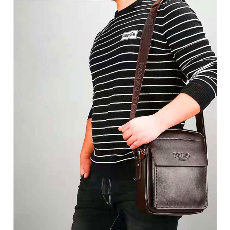 Polo Genuine Leather Mens bag Shoulder Bags Business Casual sling Messenger bag
