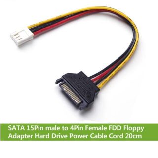 4pin to SATA สายSATAขาชายกับ4PinหญิงFDDฟลอปปี้อะแดปเตอร์ฮาร์ดไดรฟ์สายไฟสาย20เซนติเมตร