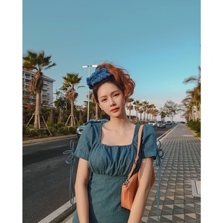 Tina dress in Blue🦋 . CIELBRAND เดรสแขนตุ๊กตา เดรสเปิดไหล่ เดรสยีนส์ เดรสสีฟ้า เดรสสั้น