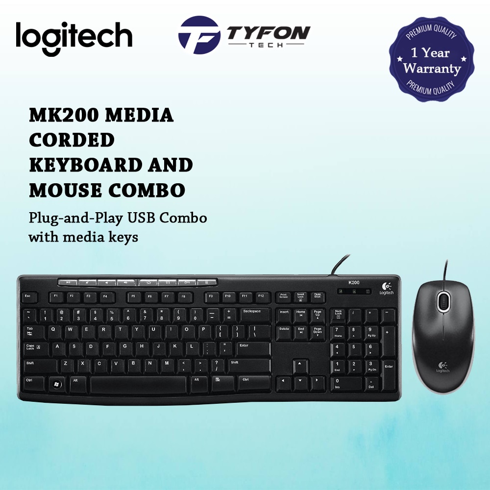 ชุดเมาส์คีย์บอร์ด Logitech Media Combo MK200