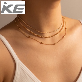 Metal Sweater Chain Ball Chain Three-Necklace Simple Geometric Clavicle Chain for girls for wo