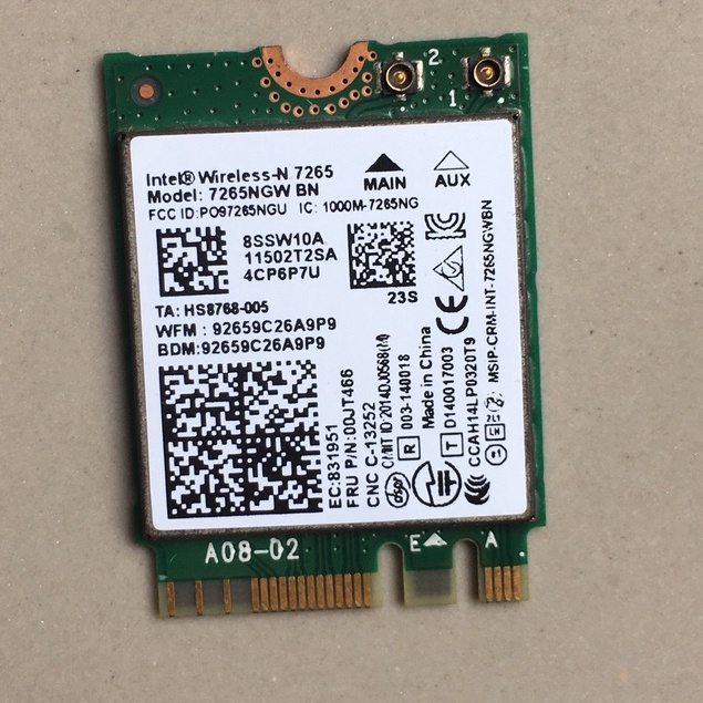 Intel 7265 7265NGW BN Dual Band 2x2 คอนโทรลเลอร์ส่งสัญญาณ wifi ไร้สาย