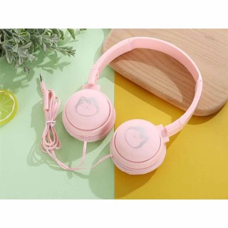 Headphones J-18 หูฟังแบบครอบ ลายน่ารัก สีสวย เสียงเบสดีมาก แจ๊ค3.5mm Audio Pin /ฟังเพลง/ดูหนัง/เรียนออนไลน์