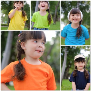 เสื้อเด็ก S,M,L,XL แขนสั้นสีพื้น 19 สี COTTON100%