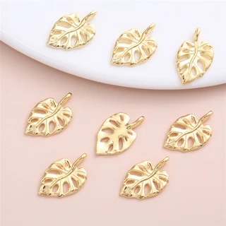 20 ชิ้น / เซต วินเทจ ที่ละเอียดอ่อน ใบไม้ เสน่ห์ สําหรับเครื่องประดับผู้หญิง ทําจี้สร้อยคอ DIY น่ารัก อุปกรณ์เสริม