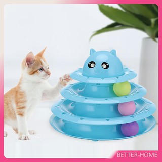 บอลในรางตาใส  ของเล่นแมว  รางบอล 4 ชั้น  ปลอกคอแมว Cat play plate