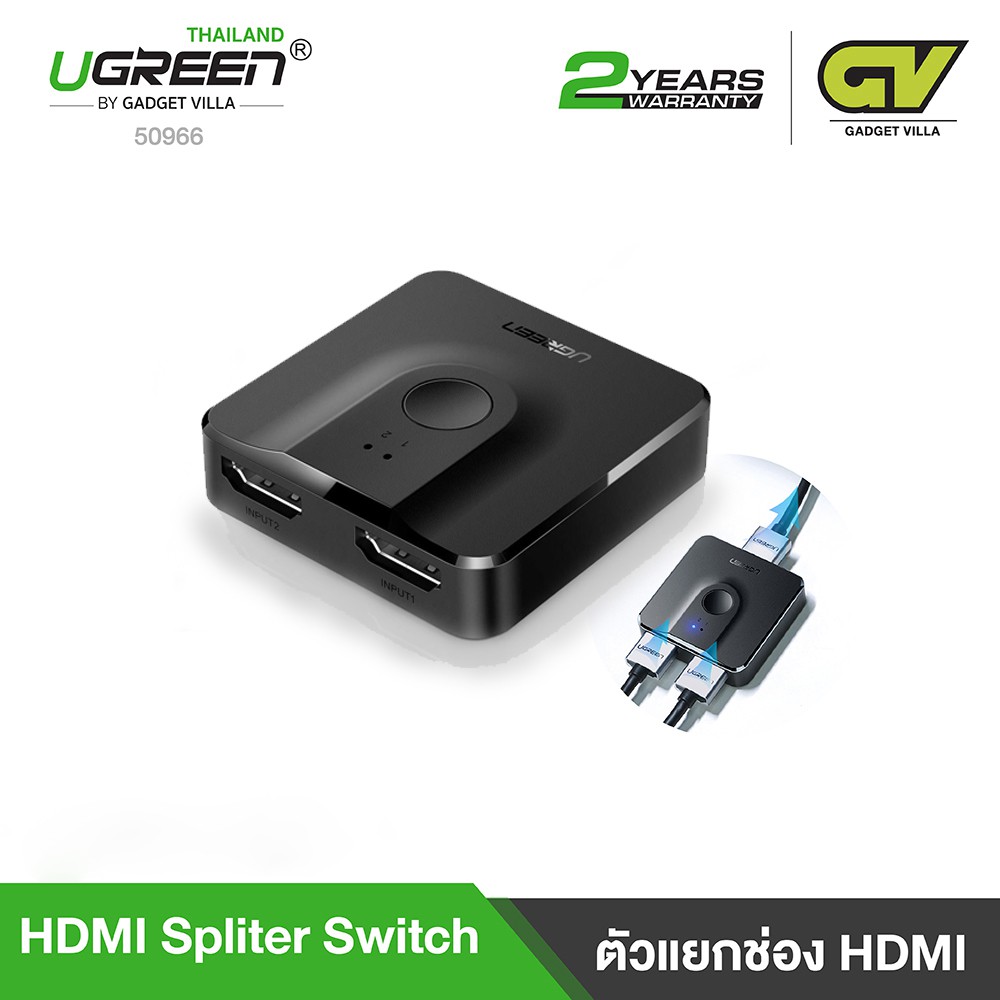 Ugreen รุ่น 50966 Hdmi Switch 2 In 1 Out 4k,3d,hdcp,plug&play For Ps4,xbox,dvd Player,tv Stick,hdtv. 
