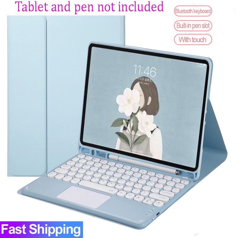 เคสคีย์บอร์ดบลูทูธ พร้อมทัชแพด สําหรับ Samsung Galaxy Tab S6 Lite A7 A8 S7 S8 S7+ Plus S8+ Plus