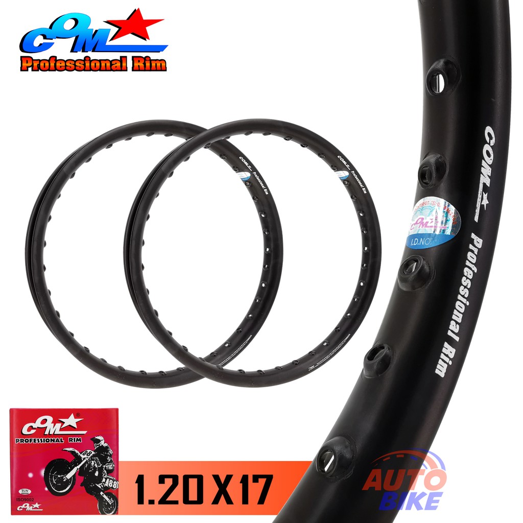 ล้อ COM 1.20 X 17 หลังเต่า ตัว U สีดำ จำนวน 2 วง วง ล้อคอม ทรง หลังเต่า ขนาด 1.20 ขอบ 17 ของแท้ การั